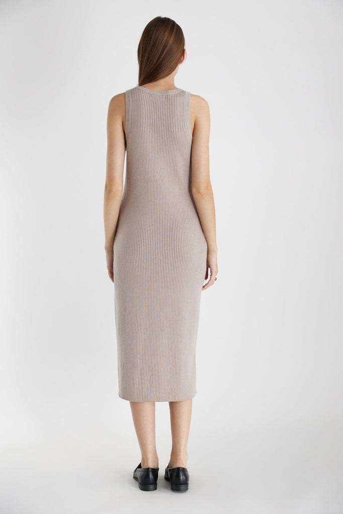 Beige The Celia Dress Back Model